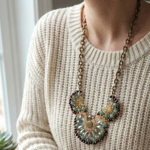 Women's multi colored crystal statement necklace
